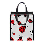 Red Ladybug Pattern Print Insulated Lunch Tote