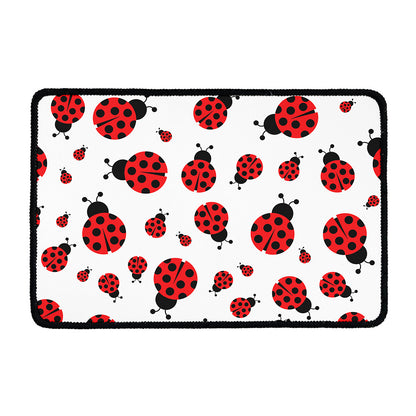 Red Ladybug Pattern Print Kitchen Mat