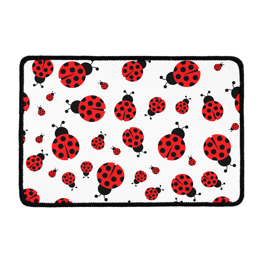 Red Ladybug Pattern Print Kitchen Mat