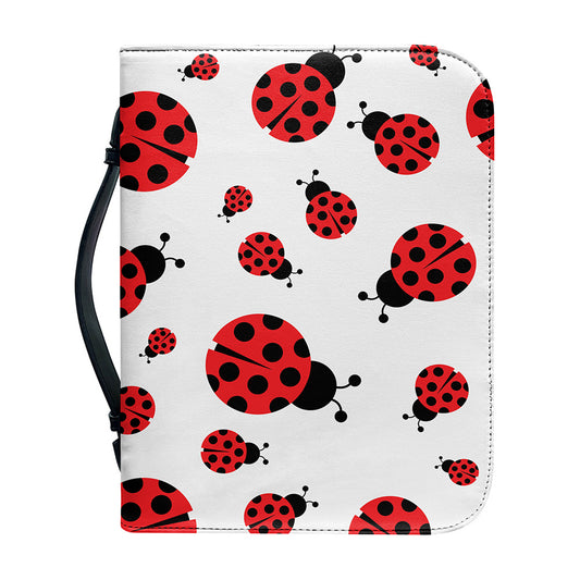 Red Ladybug Pattern Print Leather Bible Cover