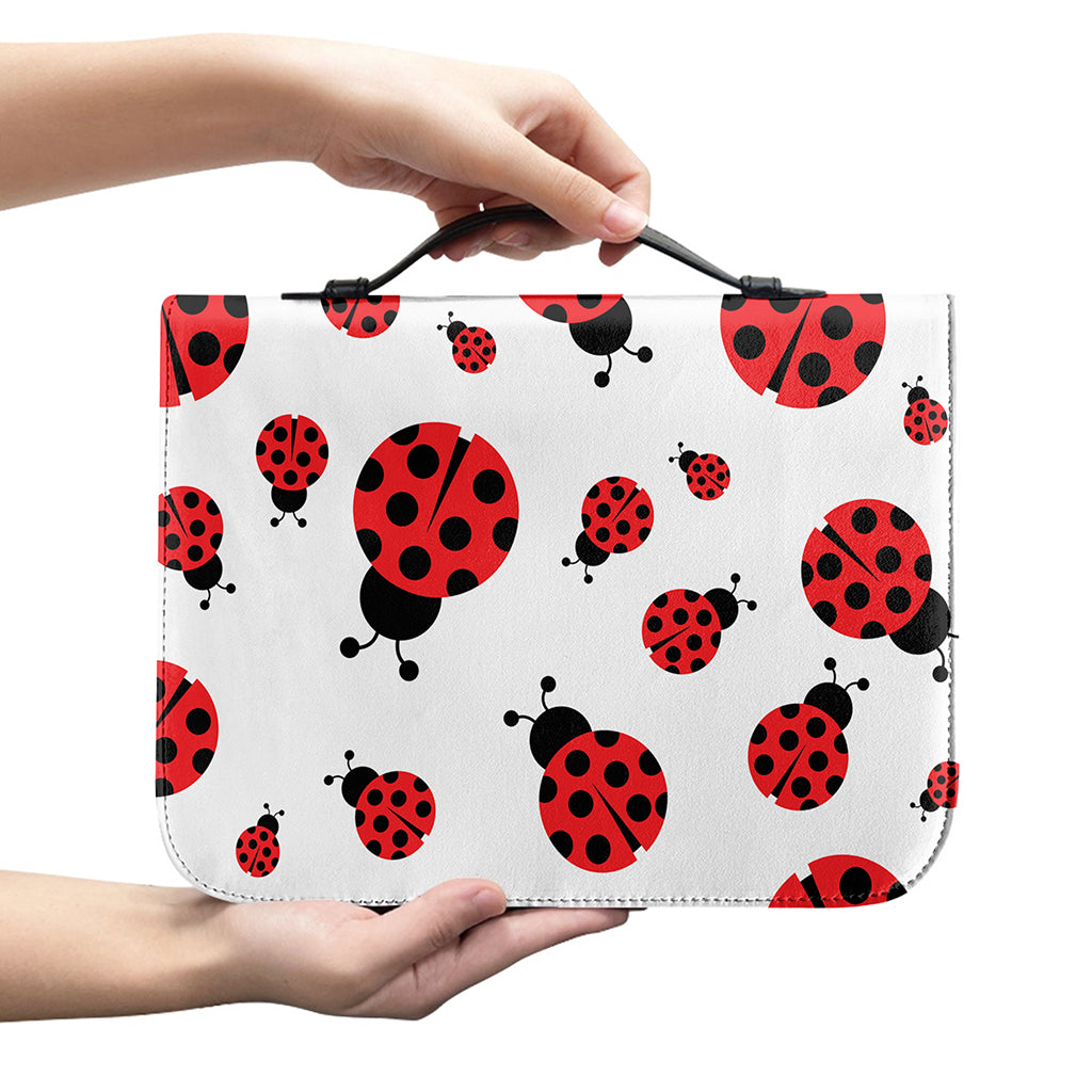 Red Ladybug Pattern Print Leather Bible Cover