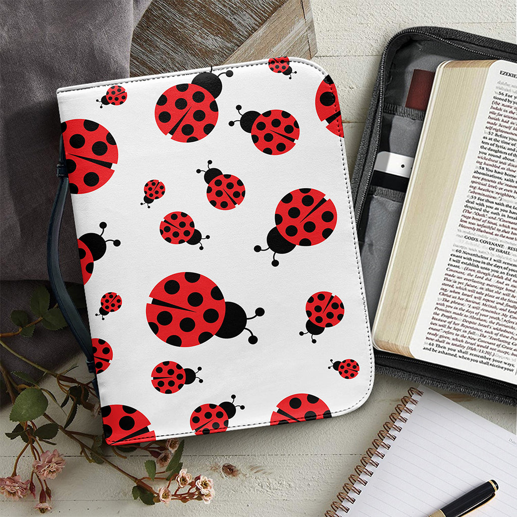 Red Ladybug Pattern Print Leather Bible Cover