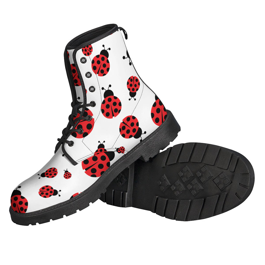 Red Ladybug Pattern Print Backpack