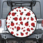 Red Ladybug Pattern Print Leather Spare Tire Cover