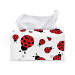 Red Ladybug Pattern Print Leather Tissue Box Cover
