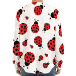 Red Ladybug Pattern Print Long Sleeve Baseball Jersey