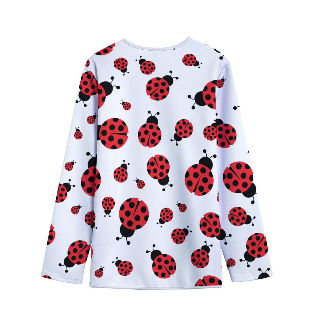 Red Ladybug Pattern Print Long Sleeve Short Coat