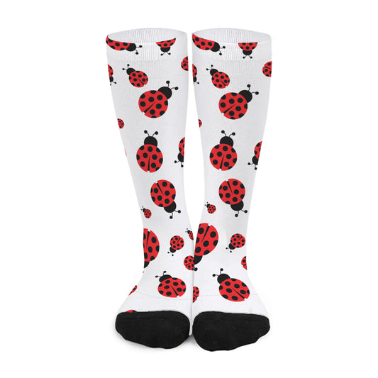 Red Ladybug Pattern Print Long Socks
