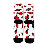 Red Ladybug Pattern Print Long Socks