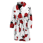 Red Ladybug Pattern Print Men's Bathrobe