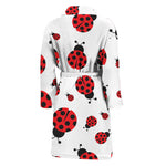 Red Ladybug Pattern Print Men's Bathrobe