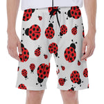 Red Ladybug Pattern Print Men's Beach Shorts