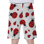 Red Ladybug Pattern Print Men's Beach Shorts