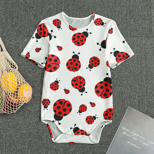 Red Ladybug Pattern Print Men's Bodysuit