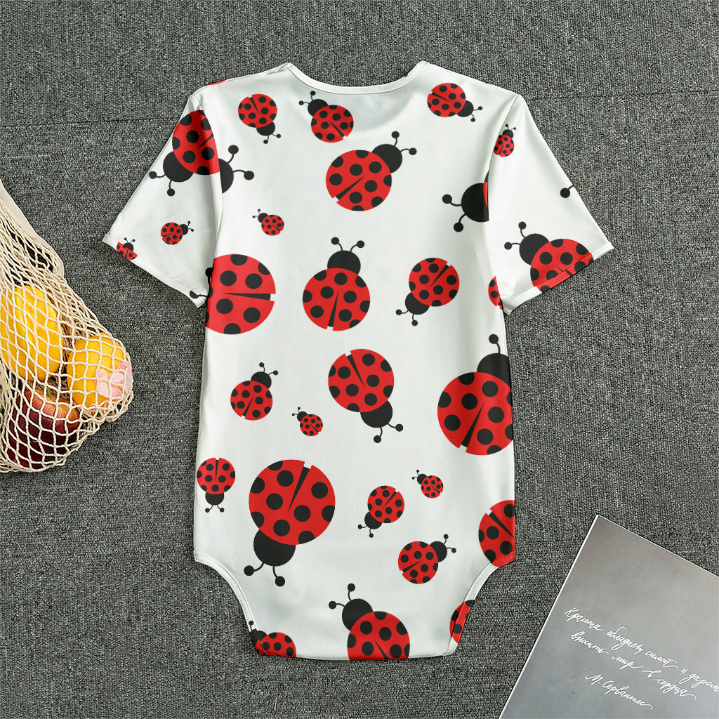 Red Ladybug Pattern Print Men's Bodysuit