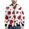 Red Ladybug Pattern Print Men's Bomber Jacket