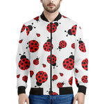 Red Ladybug Pattern Print Men's Bomber Jacket