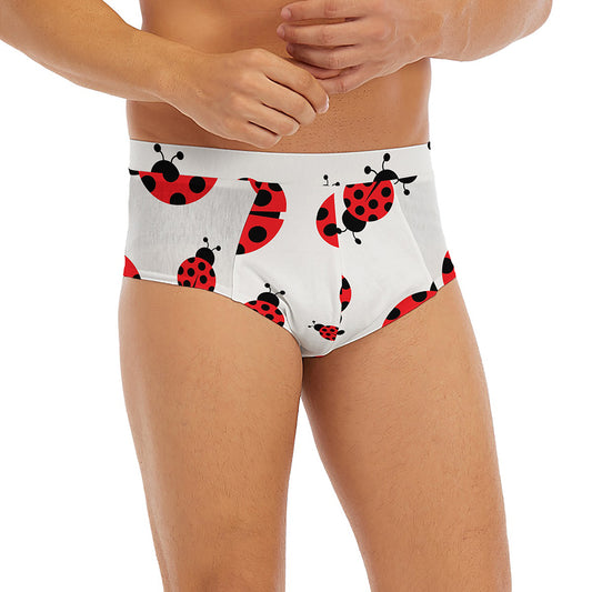 Red Ladybug Pattern Print Men's Briefs