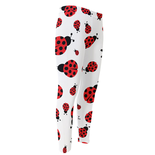 Red Ladybug Pattern Print Men's Compression Pants