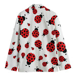 Red Ladybug Pattern Print Men's Cotton Blazer