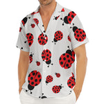 Red Ladybug Pattern Print Men's Deep V-Neck Shirt