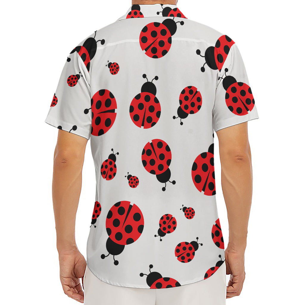 Red Ladybug Pattern Print Men's Deep V-Neck Shirt