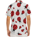 Red Ladybug Pattern Print Men's Deep V-Neck Shirt