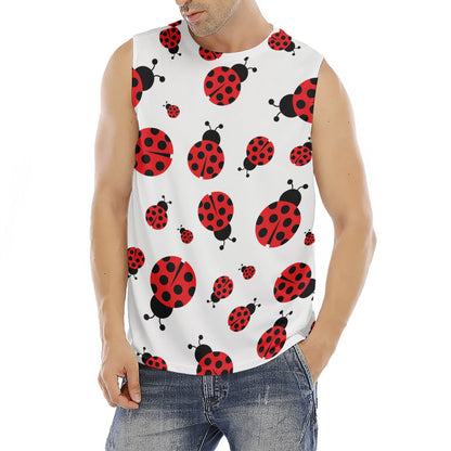 Red Ladybug Pattern Print Men's Fitness Tank Top