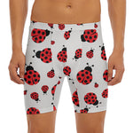Red Ladybug Pattern Print Men's Long Boxer Briefs