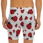 Red Ladybug Pattern Print Men's Long Boxer Briefs