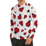 Red Ladybug Pattern Print Men's Long Sleeve Rash Guard