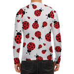 Red Ladybug Pattern Print Men's Long Sleeve Rash Guard