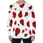 Red Ladybug Pattern Print Men's Long Sleeve T-Shirt