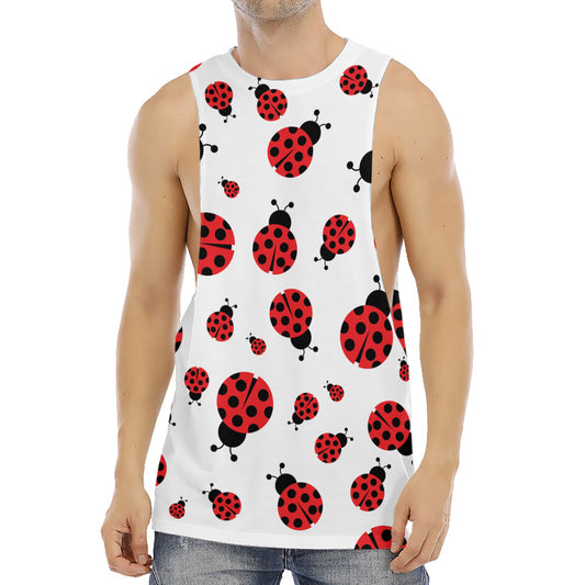 Red Ladybug Pattern Print Men's Muscle Tank Top