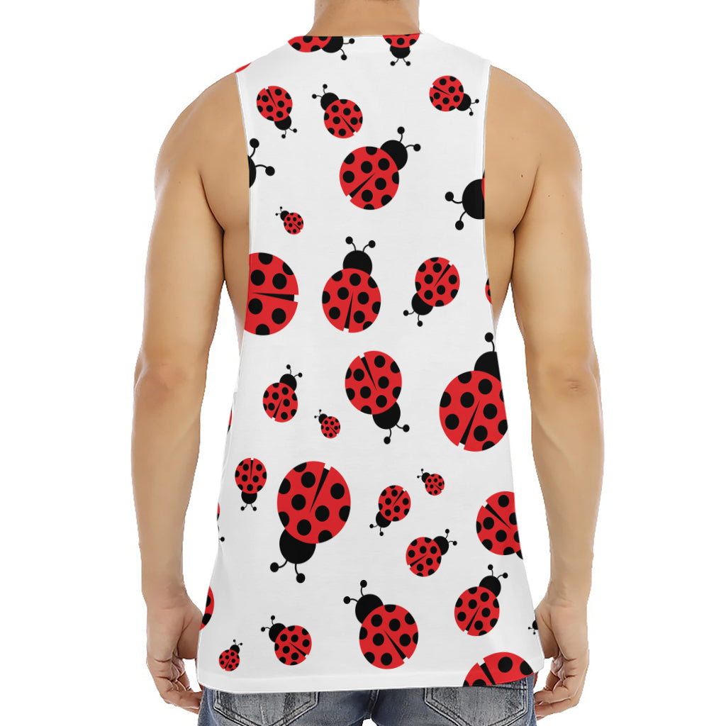 Red Ladybug Pattern Print Men's Muscle Tank Top