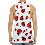 Red Ladybug Pattern Print Men's Muscle Tank Top