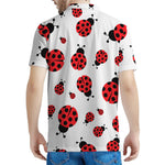 Red Ladybug Pattern Print Men's Polo Shirt