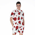 Red Ladybug Pattern Print Men's Romper