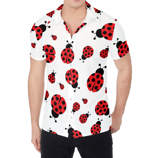 Red Ladybug Pattern Print Men's Shirt