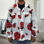 Red Ladybug Pattern Print Men's Shirt Jacket