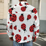 Red Ladybug Pattern Print Men's Shirt Jacket