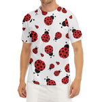 Red Ladybug Pattern Print Men's Short Sleeve Rash Guard