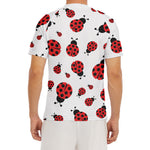 Red Ladybug Pattern Print Men's Short Sleeve Rash Guard
