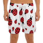 Red Ladybug Pattern Print Men's Split Running Shorts