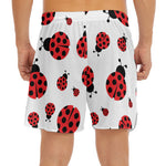 Red Ladybug Pattern Print Men's Split Running Shorts