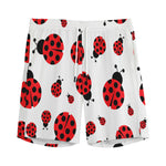Red Ladybug Pattern Print Men's Sports Shorts