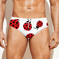 Red Ladybug Pattern Print Men's Swim Briefs
