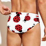 Red Ladybug Pattern Print Men's Swim Briefs