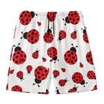 Red Ladybug Pattern Print Men's Swim Trunks