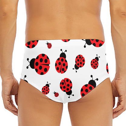 Red Ladybug Pattern Print Men's Triangle Swim Briefs